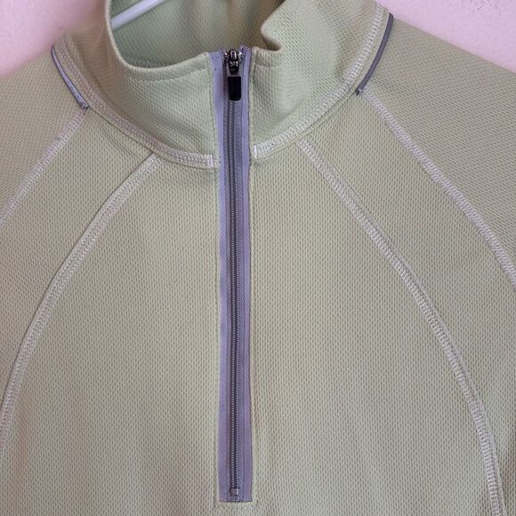 L.L.Bean Light neon Green Quarter-Zip Pullover base layer reflective small GUC - Picture 6 of 8